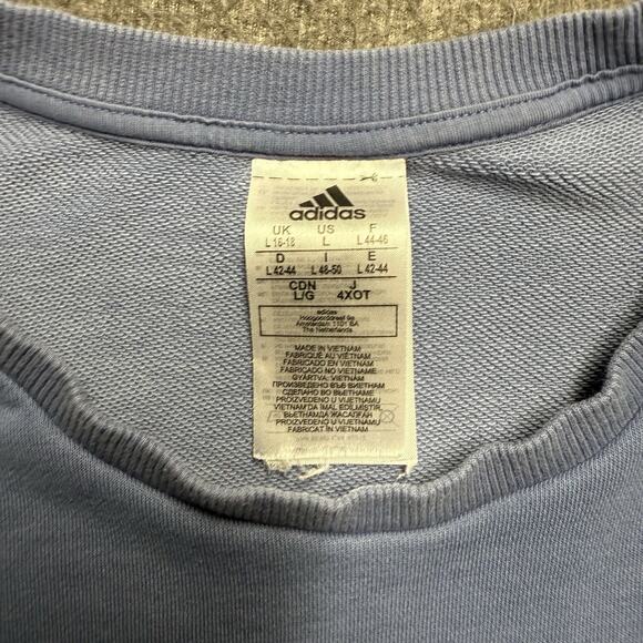 Adidas Sweatshirt Youth Large 16-18 Blue Long Sleeve Logo - Picture 2 of 6